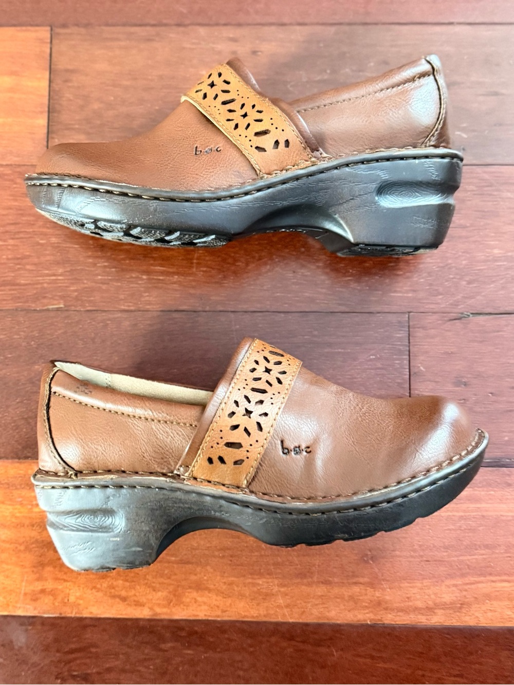 BOC Women's Brown Leather Clogs Slip-On Shoes Size 6.5M